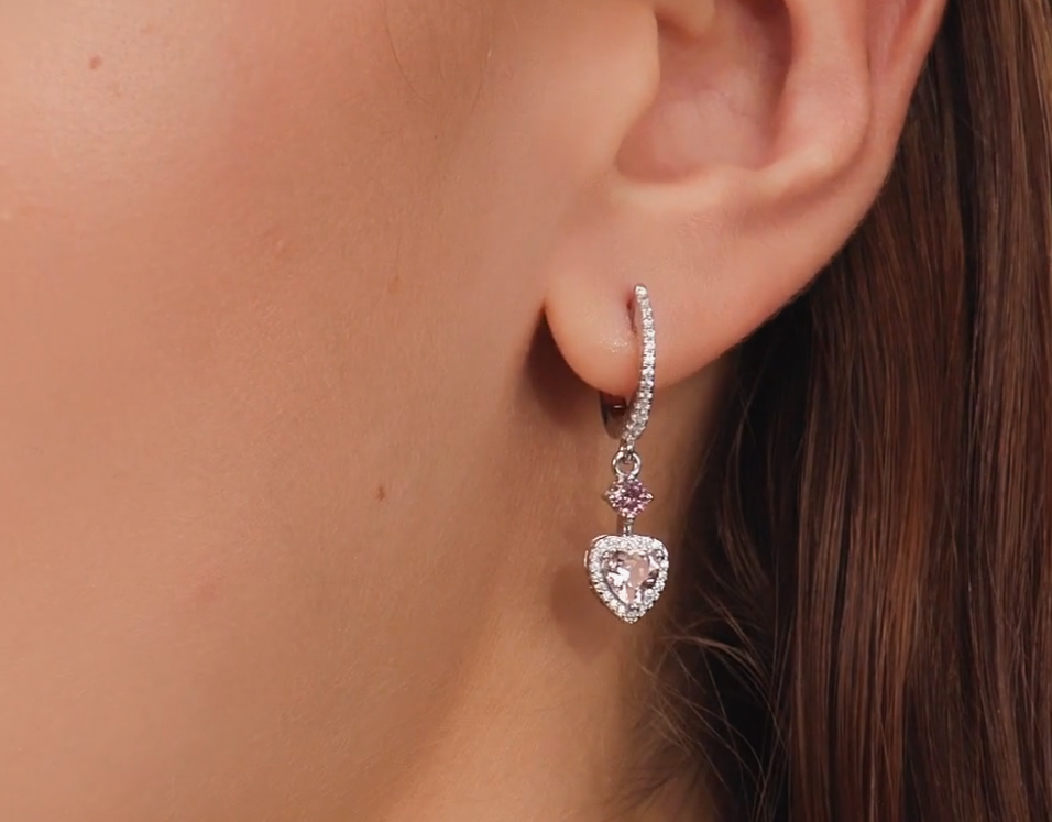 Boucles d'oreilles en argent avec zircon cubique rose — 3