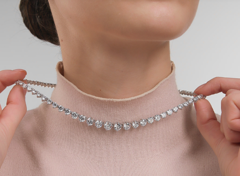 Collier argent 929-Zircon — 2
