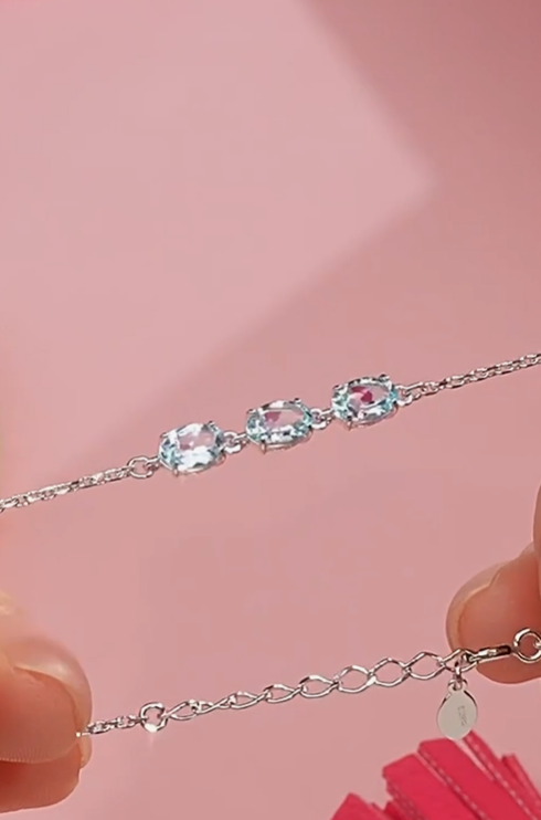 Bracelet en argent orné de topazes naturelles — 2