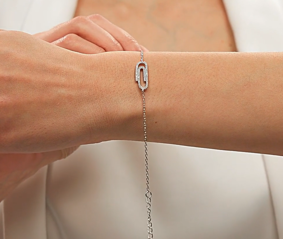 Bracelet en argent avec zircon — 4