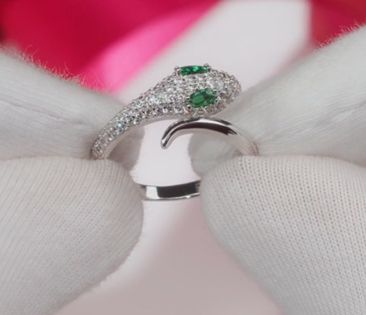 Bague en argent avec zircon cubique serpon — 4