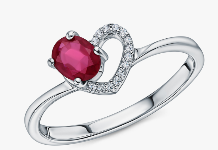 Bague en argent avec rubis naturel et oxyde de zirconium