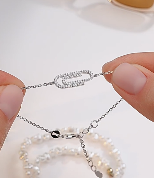 Bracelet en argent avec zircon — 3