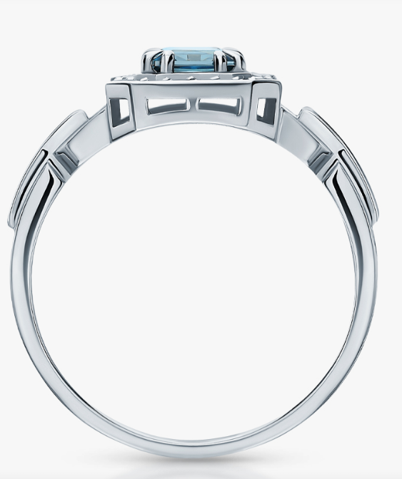 Bague en or blanc sertie de diamants naturels et de topazes naturelles — 2