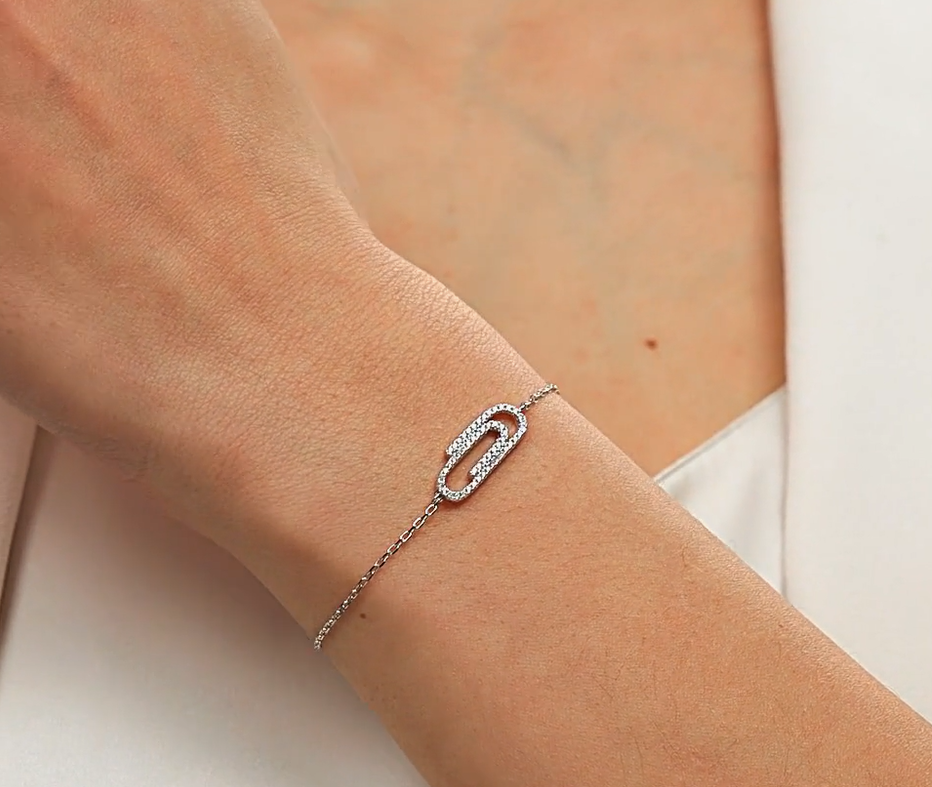 Bracelet en argent avec zircon — 5