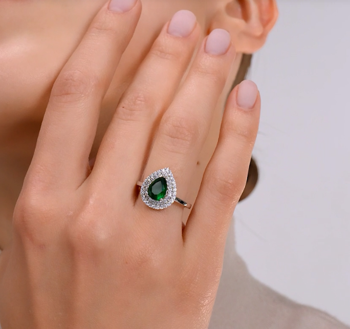 Bague en argent ornée d'aplanîtes et de zirconiums cubiques — 3