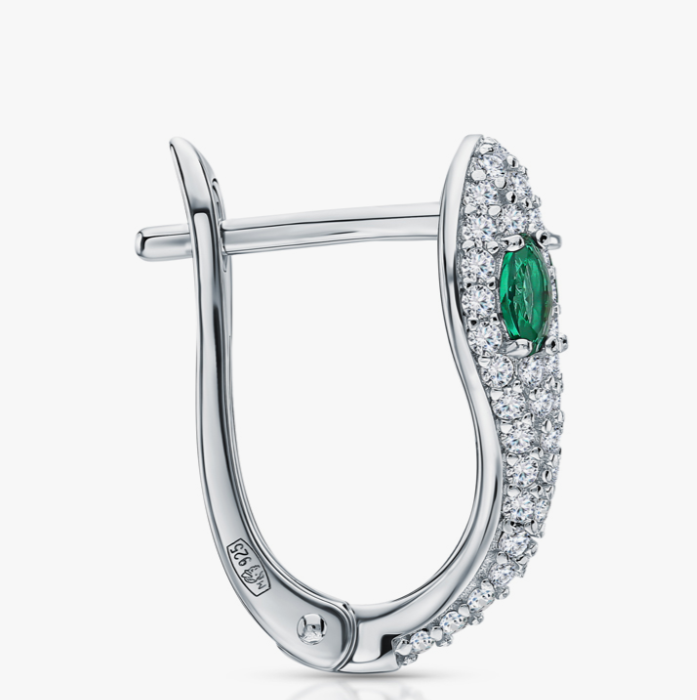 Boucles d'oreilles en argent avec zircon cubique serpon — 2