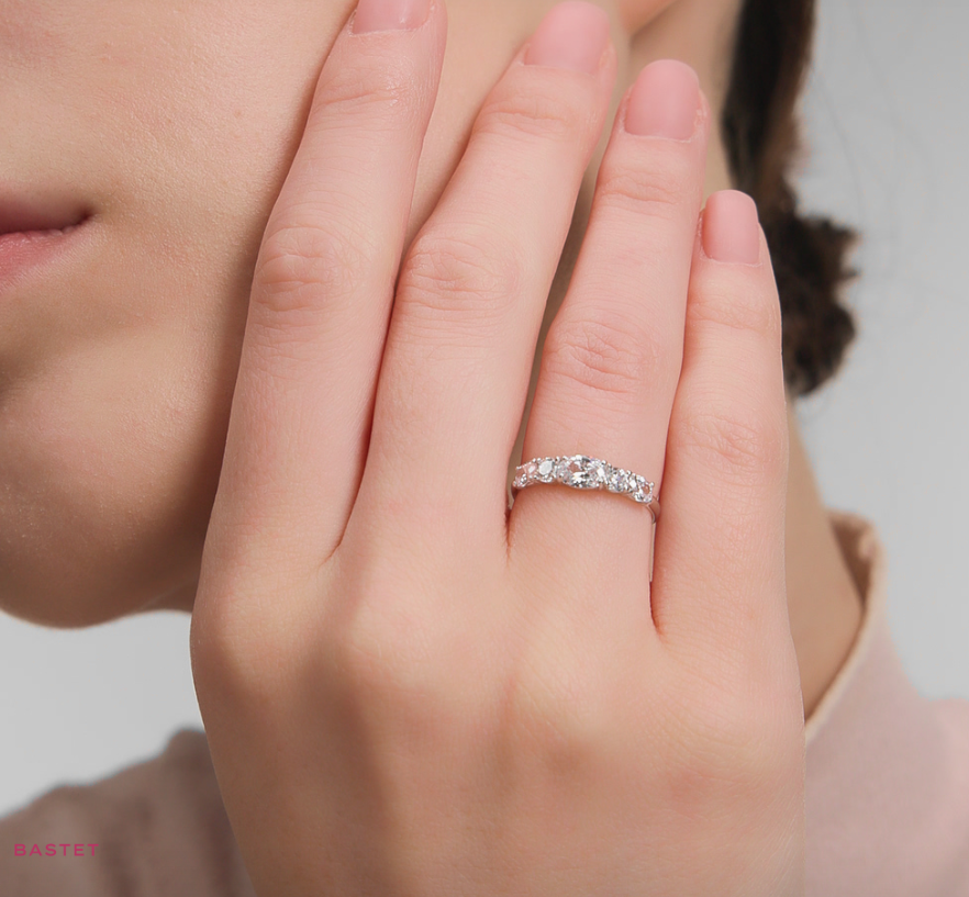Bague en argent avec zircon cubique couple — 3