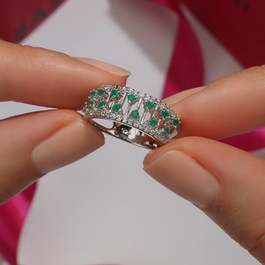 Bague en argent ornée d'agates naturelles et de zirconiums cubiques — 4