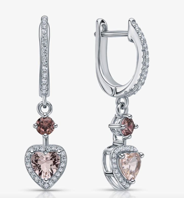 Boucles d'oreilles en argent avec zircon cubique rose