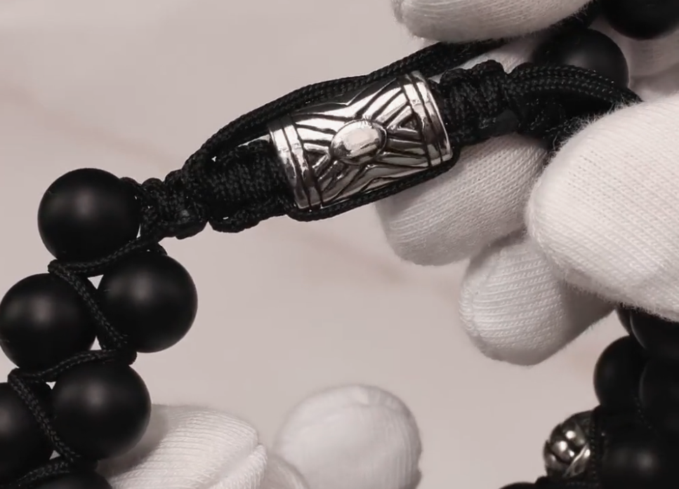 Bracelet en acier avec onyx naturel — 3