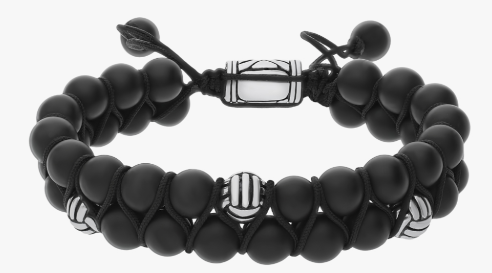 Bracelet en acier avec onyx naturel