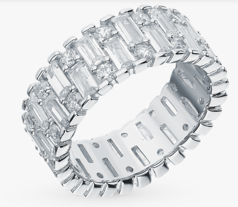 Bague en argent avec zircon cubique classique