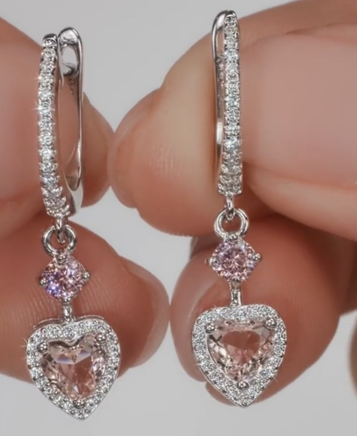 Boucles d'oreilles en argent avec zircon cubique rose — 4