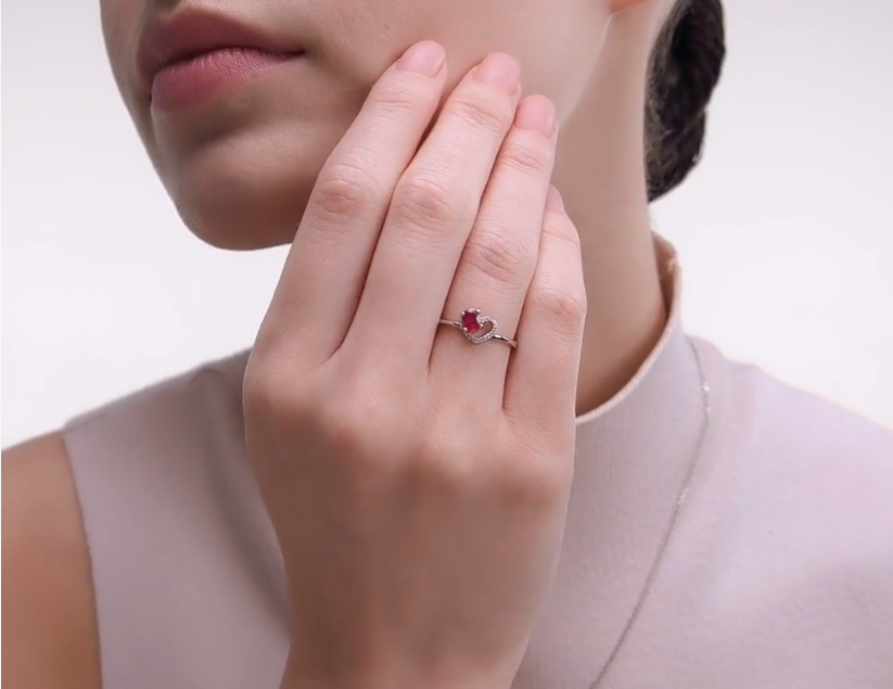 Bague en argent avec rubis naturel et oxyde de zirconium — 4
