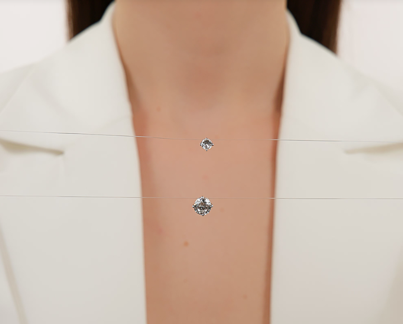 Collier en argent avec zircon cubique double — 3