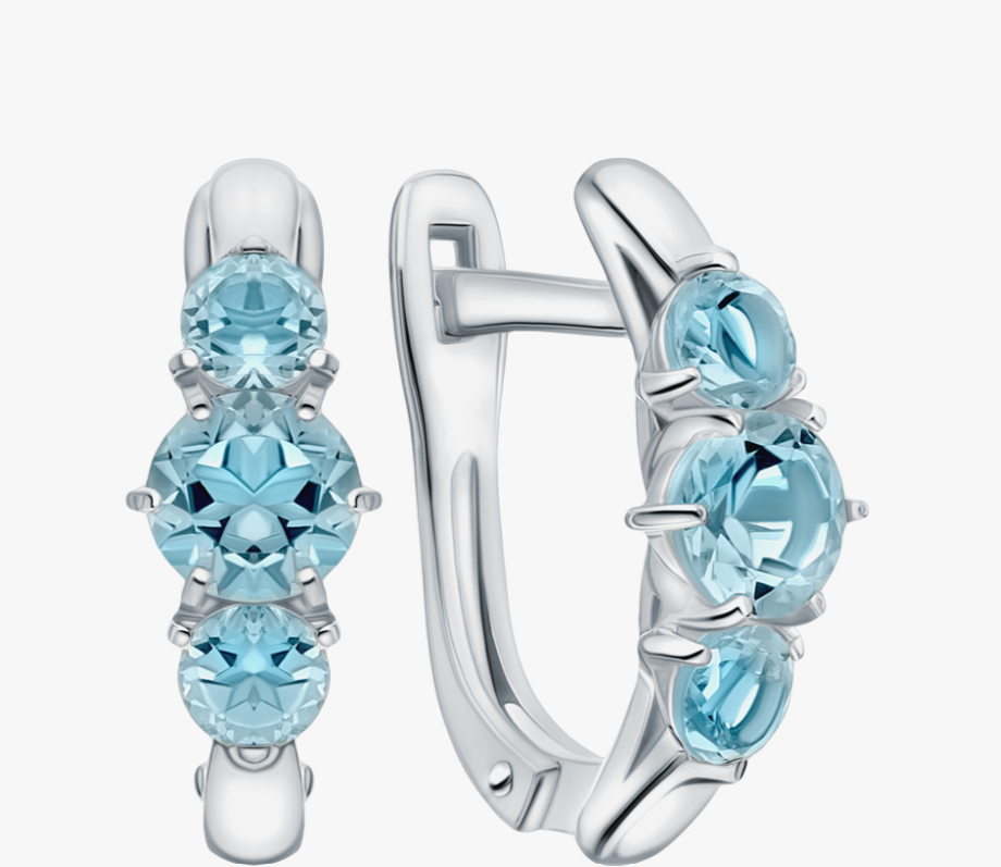 Boucles d'oreilles en argent ornées de topazes naturelles
