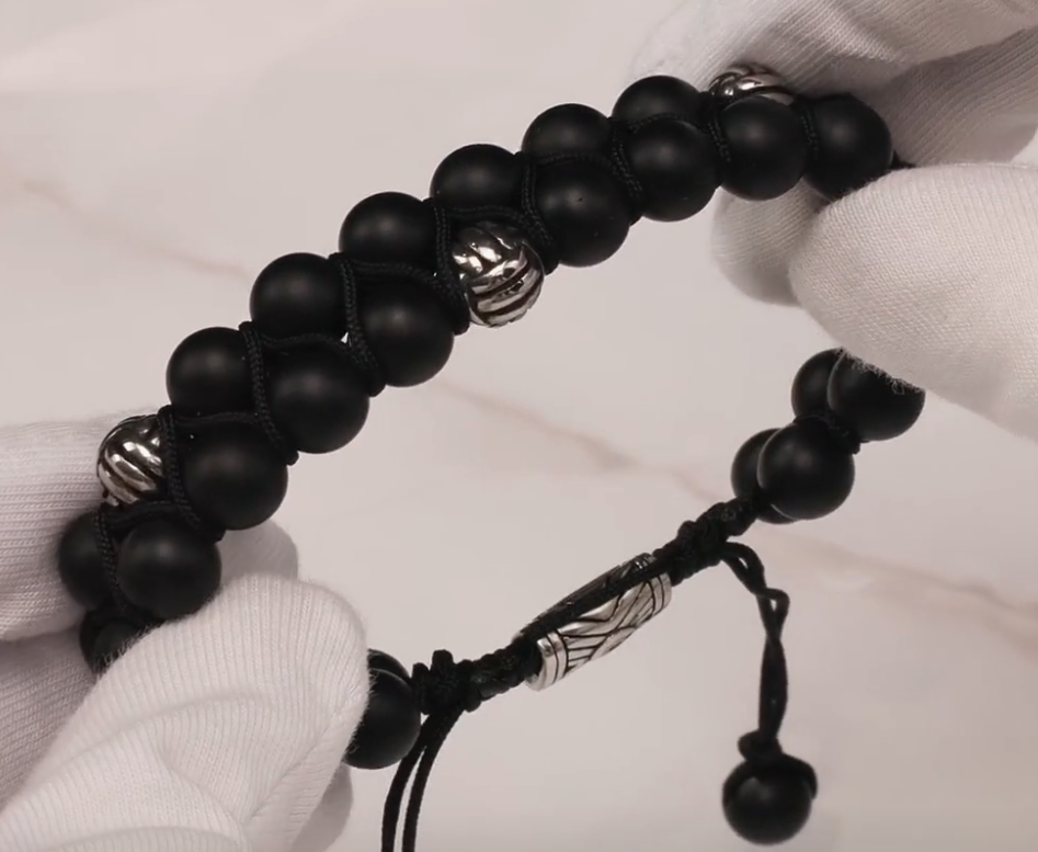 Bracelet en acier avec onyx naturel — 4