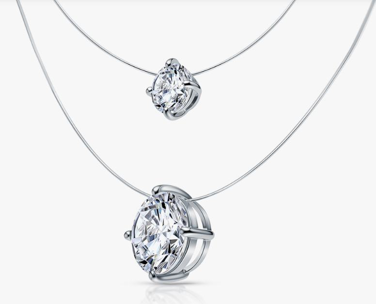 Collier en argent avec zircon cubique double — 2