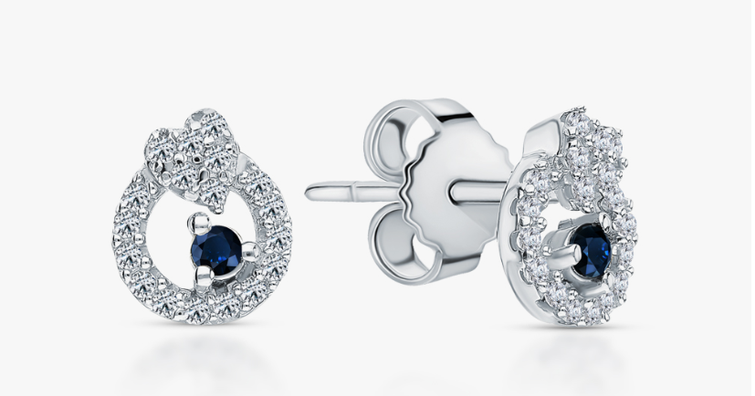 Boucles d'oreilles en argent ornées de saphirs naturels et d'oxydes de zirconium