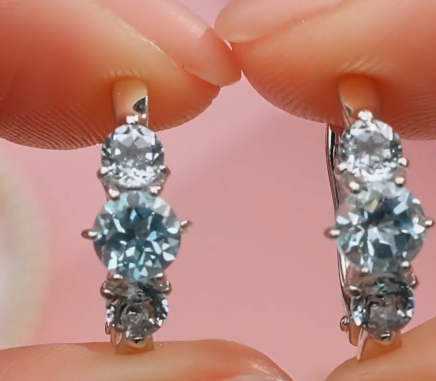Boucles d'oreilles en argent ornées de topazes naturelles — 2