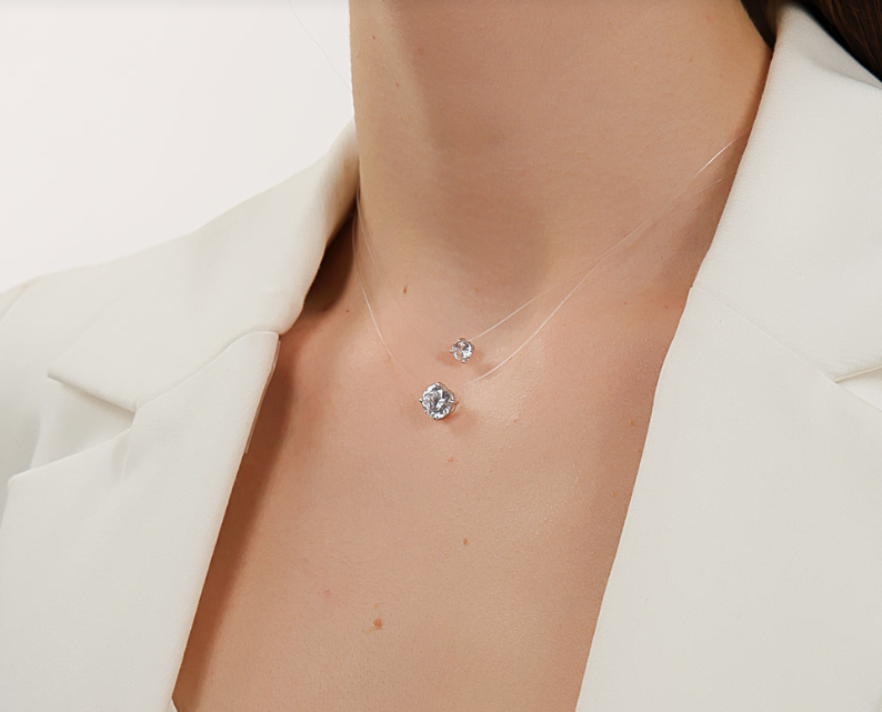 Collier en argent avec zircon cubique double — 4