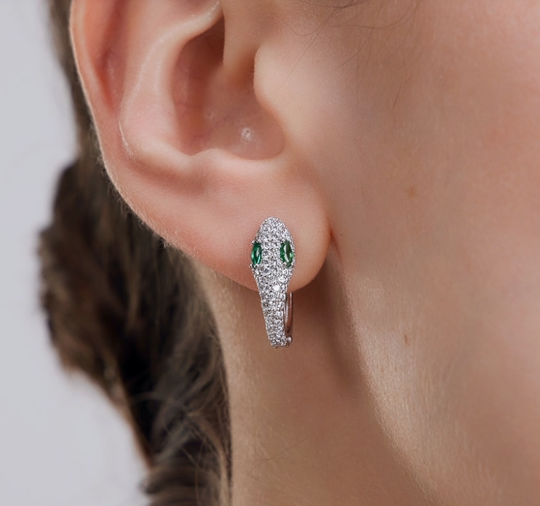 Boucles d'oreilles en argent avec zircon cubique serpon — 3