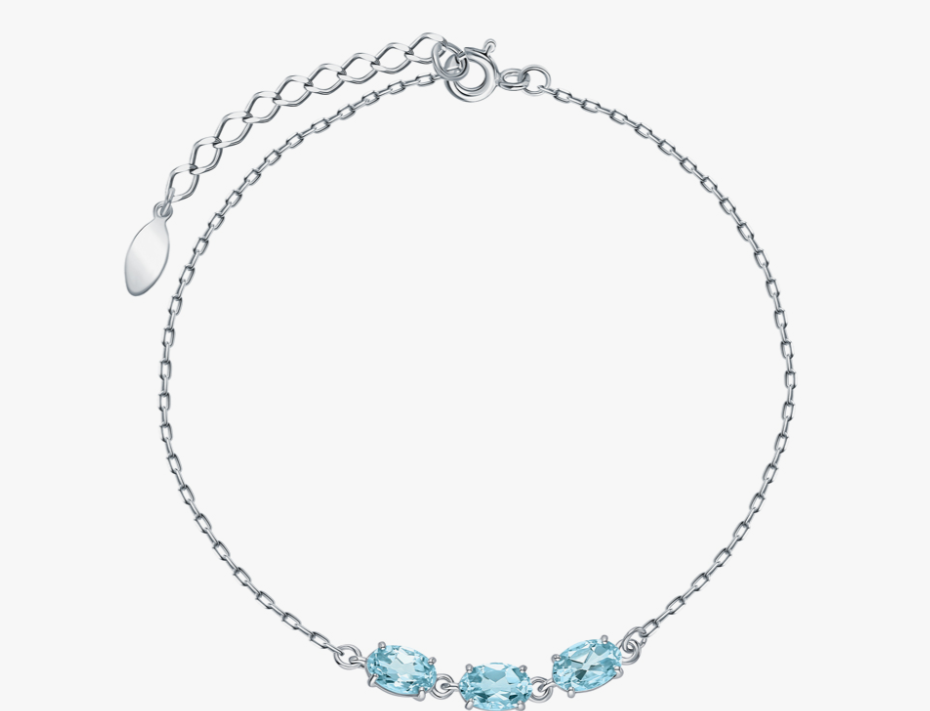 Bracelet en argent orné de topazes naturelles