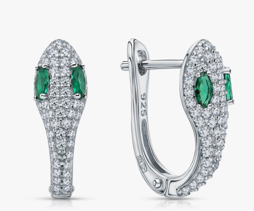 Boucles d'oreilles en argent avec zircon cubique serpon