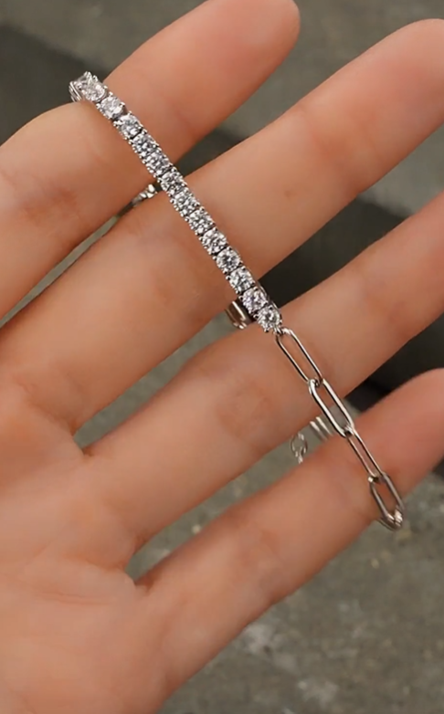 Bracelet en argent avec zircon cubique — 2