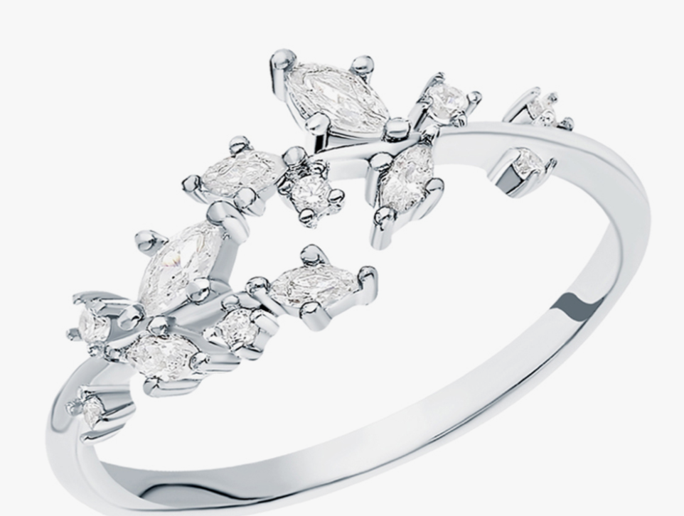 Bague en argent avec zircon cubique arbre