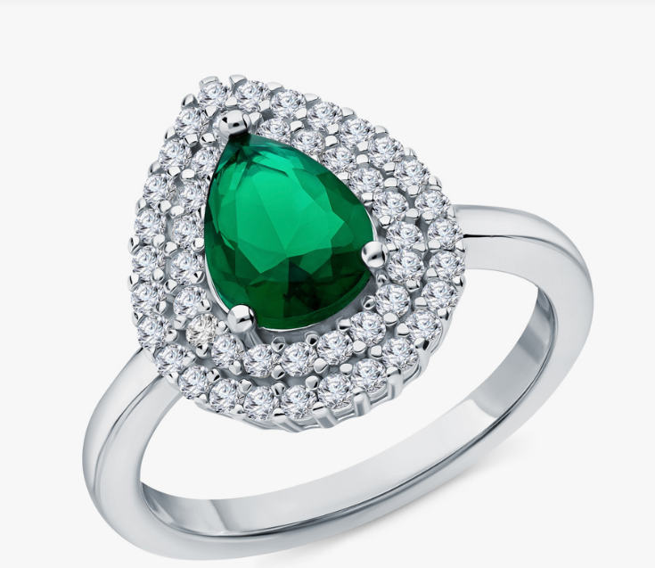Bague en argent ornée d'aplanîtes et de zirconiums cubiques