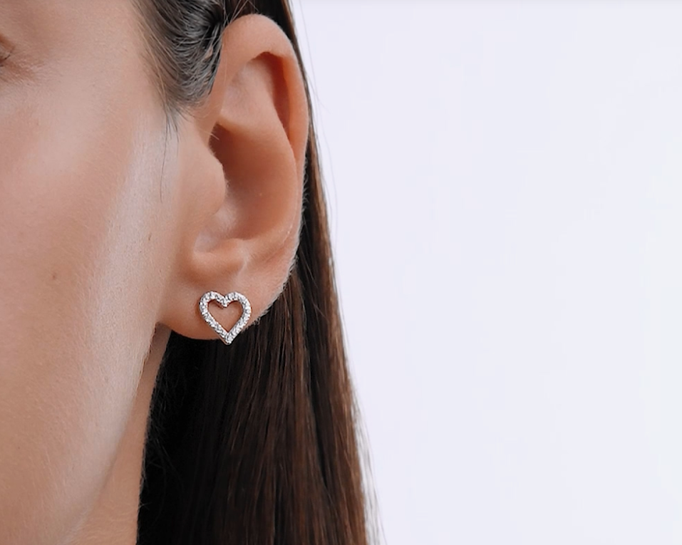 Boucles d'oreilles en argent avec zircon cubique ceaur — 3