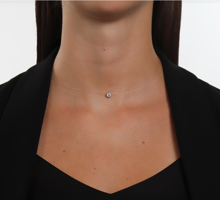 Collier en or blanc avec zircon cubique — 2