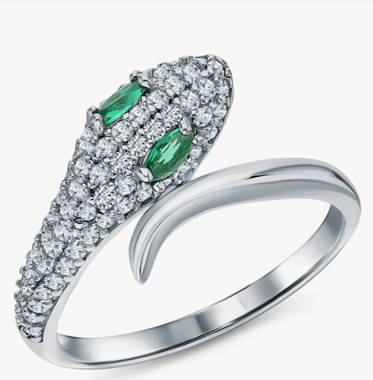 Bague en argent avec zircon cubique serpon