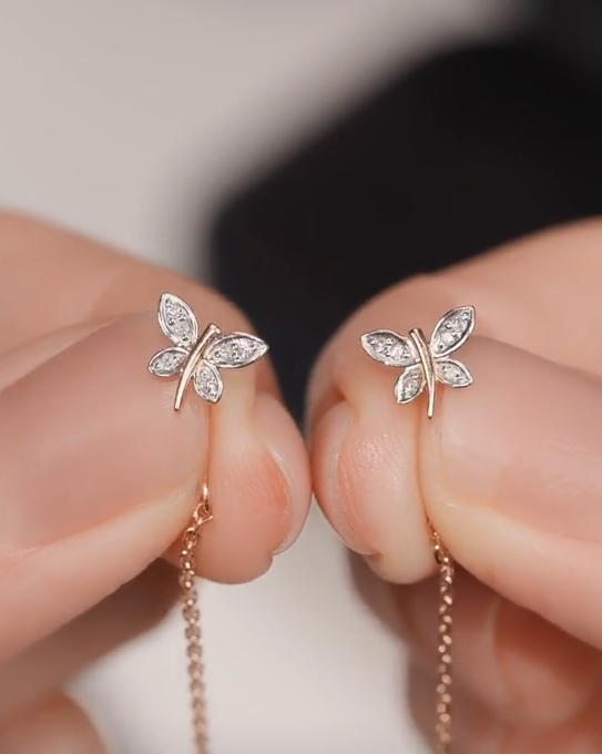 Boucles d'oreilles en or avec diamants naturels — 2